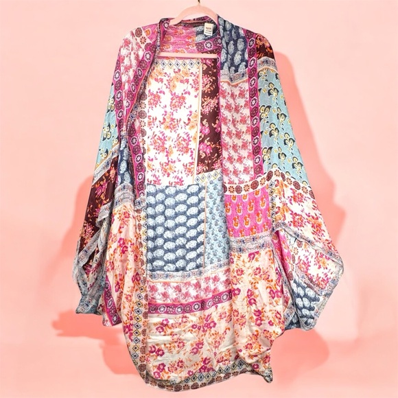 Mossimo Supply Co. Other - Mossimo Supply Co. Pink Blue and Orange Patchwork Boho Kimono OS